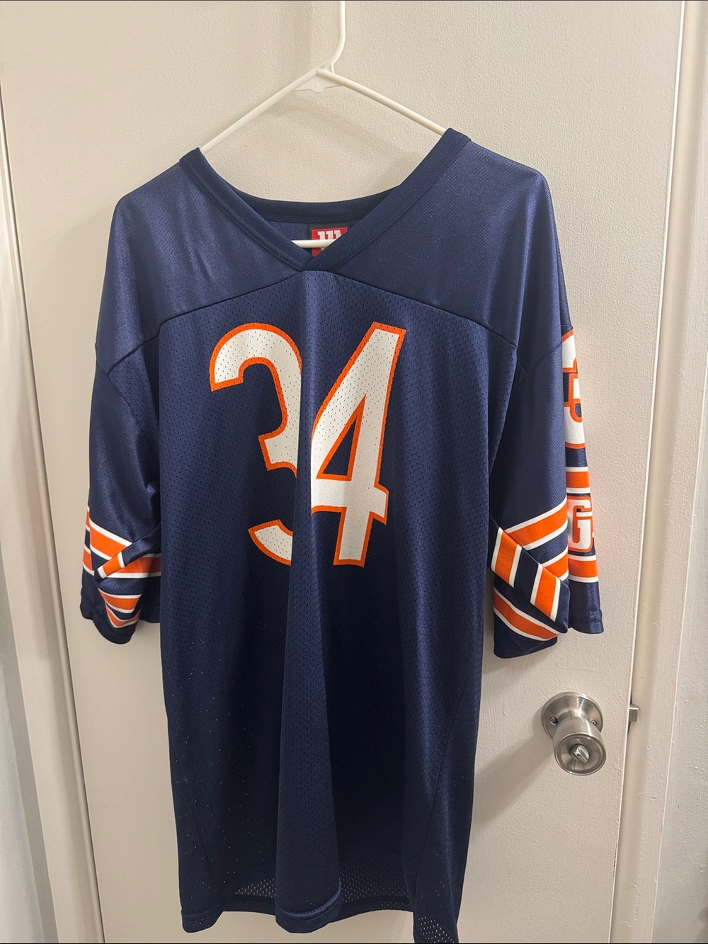 Vintage Wilson Navy Blue and Orange #34 Men’s Football Jersey